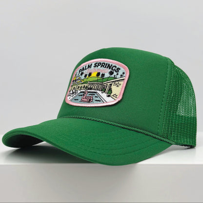 Palm Springs Kelly Green Trucker Hat Side Profile Photo
