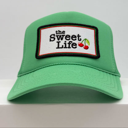 Port Sandz the Sweet Life Sage Green Trucker Hat Front