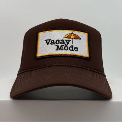 Port Sandz Brown Vacay Mode Trucker Hat Front